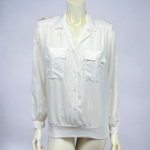 Sheridan Square 80s White Casual Blouse - Size 8, Good Condition - Picture 1 of 10